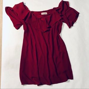 Impressions Off Shoulder Burgundy Dress